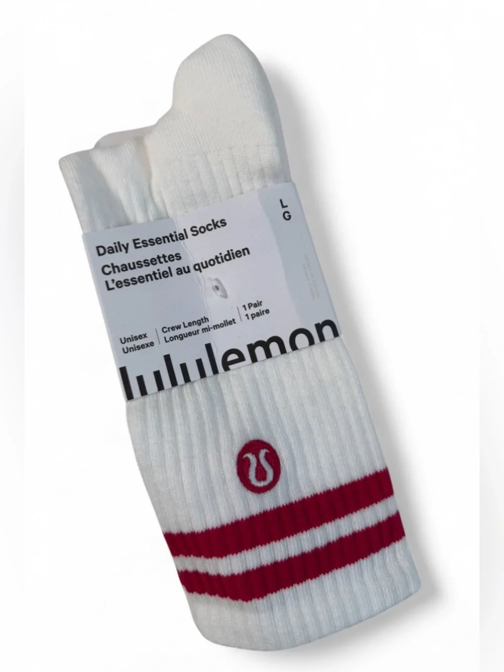Lululemon Daily Essentials Crew Socks - size L NWT